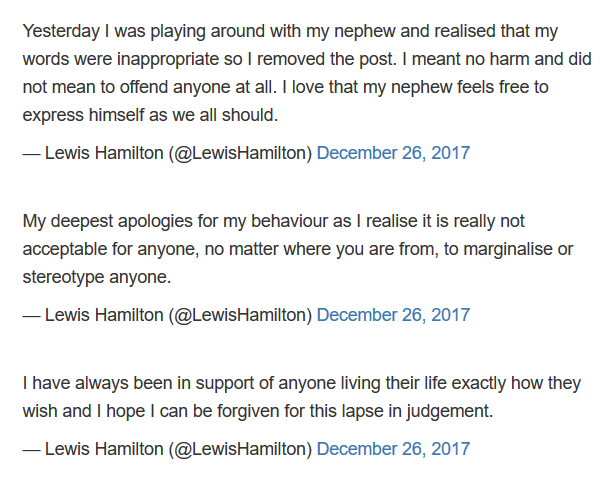 hamiltin tweet nipote