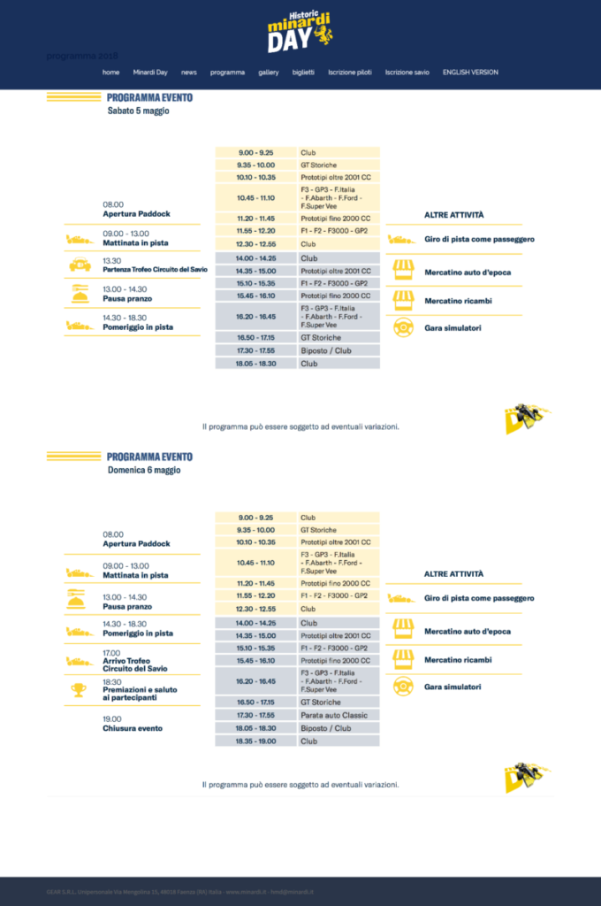 minardi day programma