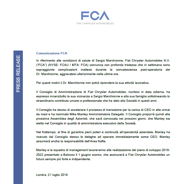 marchionne FCA
