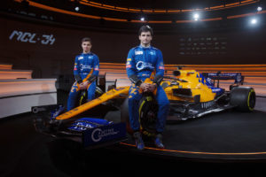 Lando Norris, Carlos Sainz with MCL34 2019 Launch event