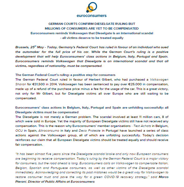 euroconsumers VW