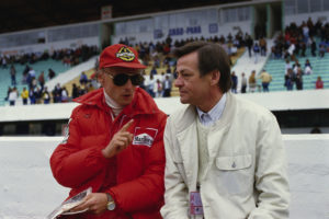 Niki Lauda and Hans Mezger, approx. 1984.