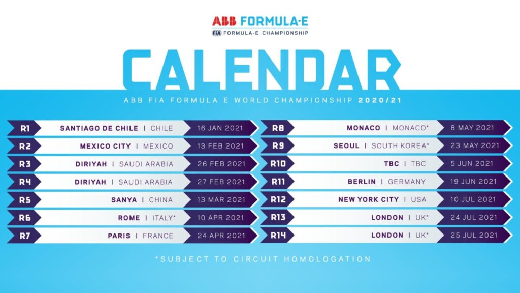 calendario formula e 2021