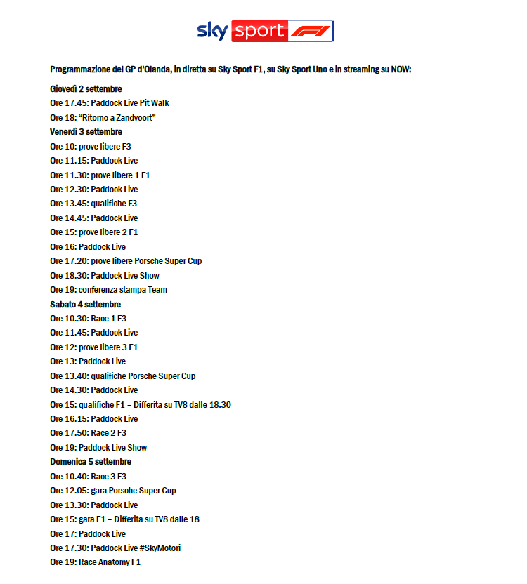 orari olanda f1