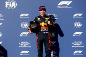 Pole man Max Verstappen, Red Bull Racing, with his Pirelli Pole Position award