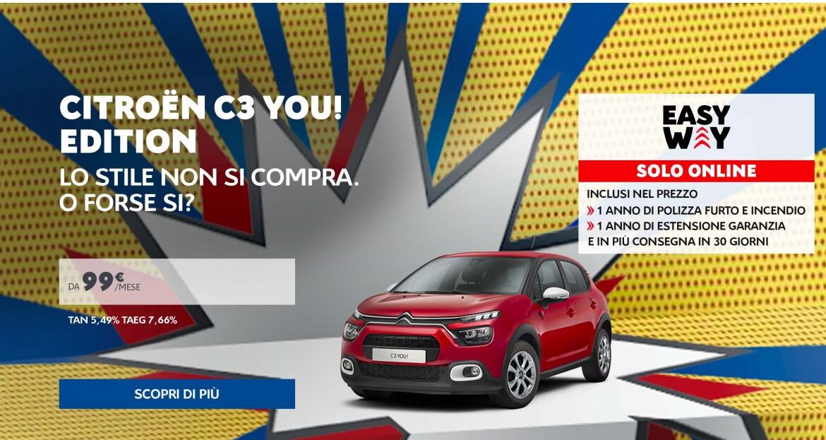 Tutti i vantaggi di Citroën C3 YOU! in vendita online